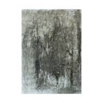 Monochromatic bold abstract portrait in greyscale poster. Front view of the poster centered on a clean background.