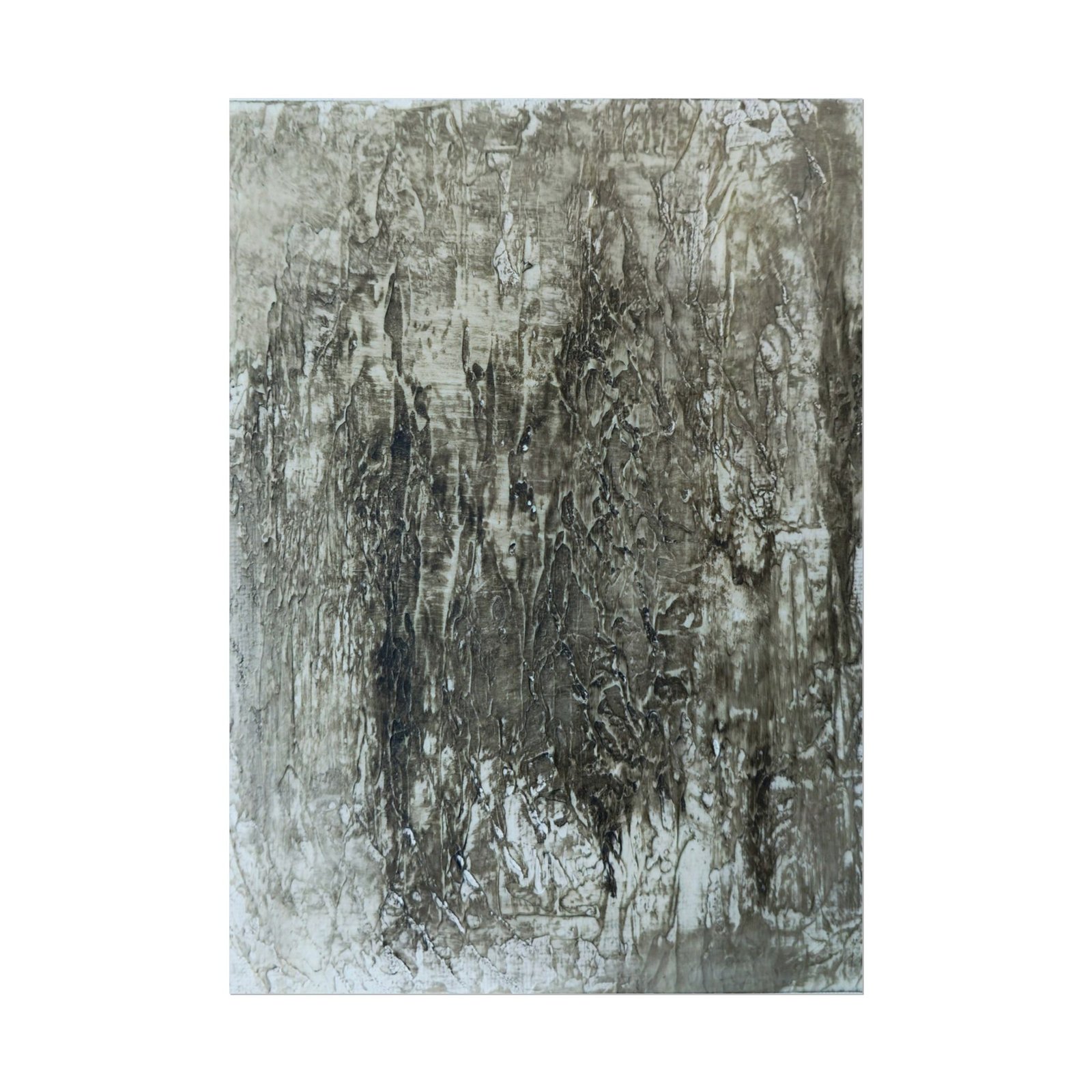 Monochromatic bold abstract portrait in greyscale poster. Front view of the poster centered on a clean background.