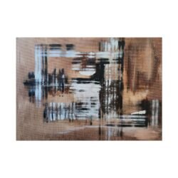 Abstract Painting - Titled Tokyo, the main colors used are brown tones, black and white. Landscape Orientation.