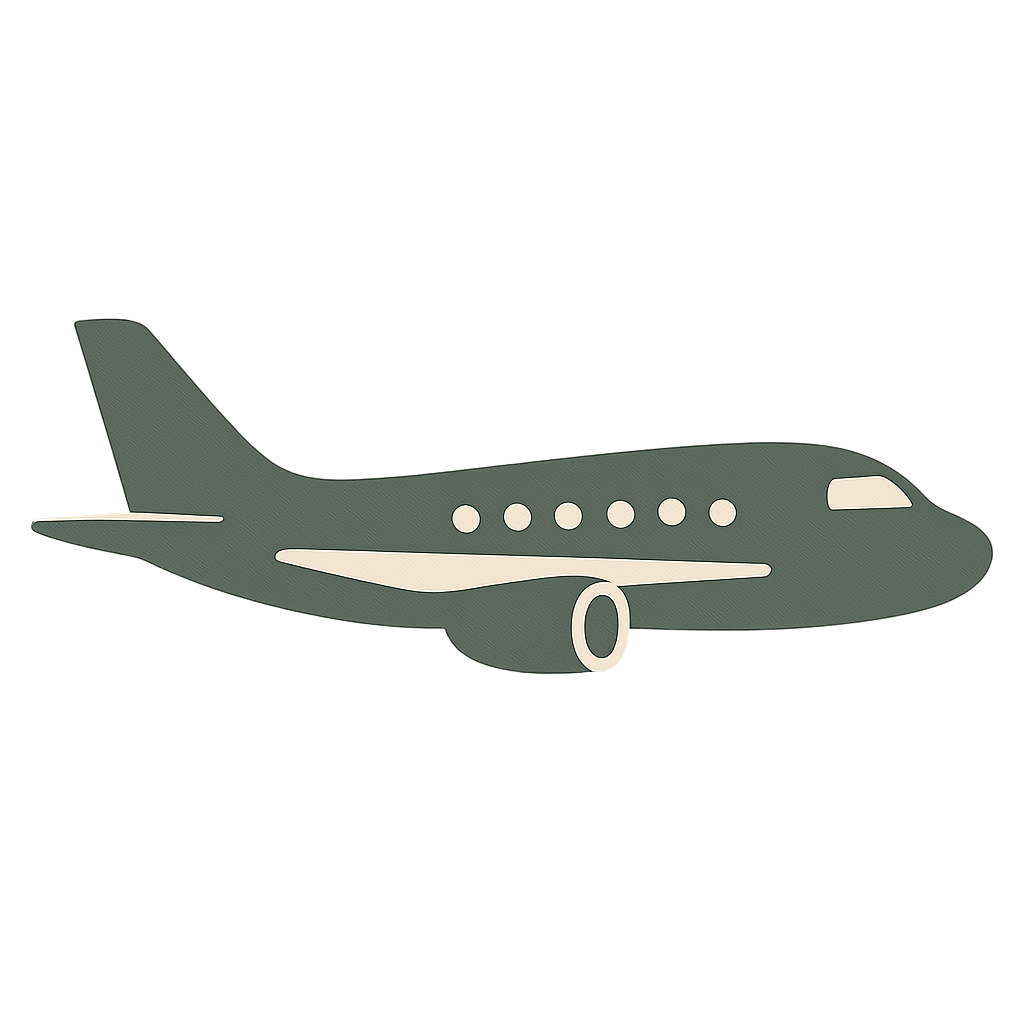 Vector illustration of a green and beige airplane