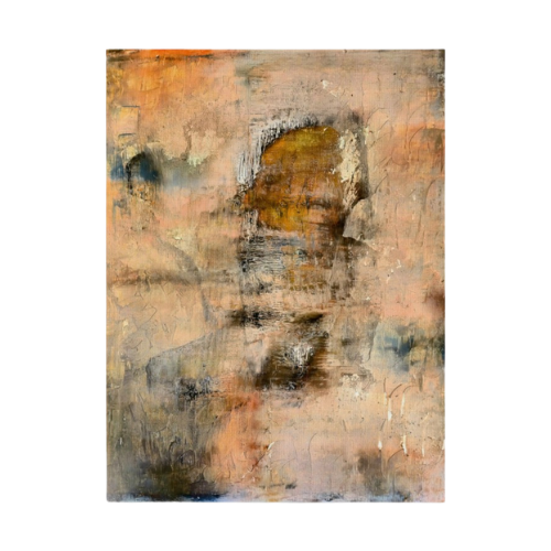 Abstract wall art with hidden face and warm tones, bringing emotional depth and warmth to modern interiors
