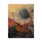 Abstract canvas wall art with Bordeaux red line and autumn light, perfect for elegant and sophisticated home decor