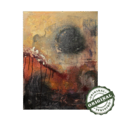 Abstract original painting with Bordeaux red and autumn light, a one-of-a-kind artwork showcasing rich texture and painter’s touch