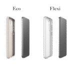 Side view of eco-friendly and flexible phone cases for Apple iPhone and Samsung Galaxy showing thickness and material difference