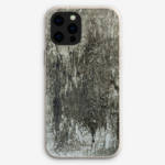 Eco-friendly phone case for Apple iPhone and Samsung Galaxy on a white background featuring the artwork “Berlin”, a grey monochromatic abstract piece.
