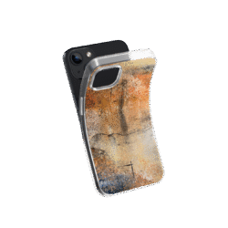 Front view of a flexible phone case for Samsung Galaxy and Apple iPhone featuring the artwork “Dusk till Dawn”, an abstract piece with sunset colors.