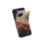 Front view of a flexible phone case for Samsung Galaxy and Apple iPhone featuring the artwork “Winter is Coming”, an autumn colored, expressive abstract artwork.